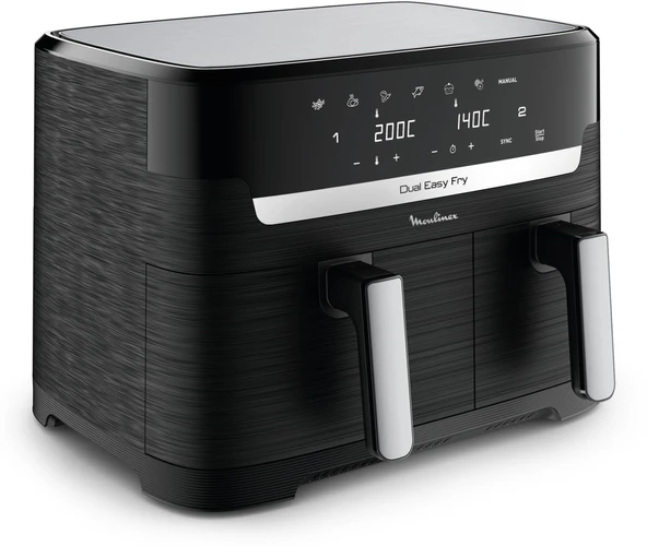 Moulinex Dual Easy Fry 8,3 L - Çift Hava Fritözü, %70'e varan enerji tasarrufu, 5,2 L ve 3,1 L kapasite, 7 program, çıtır sonuçlar, bulaşık makinesinde yıkanabilir, dijital tarif kitabı, ürün görseli 1