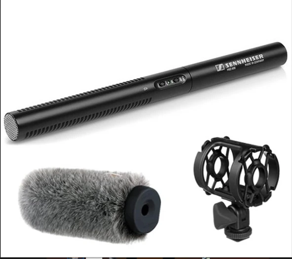 Sennheiser MKE 600 Shotgun Microphone ile Auray Universal Şok Dağı ve Rüzgar Güvenliği, XLR ürün görseli 1
