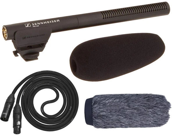 Sennheiser MKE 600 Video, Cinema and Broadcasting Shotgun Microphone Kit with LyxPro XLR, Windscreen Log ürün görseli 1