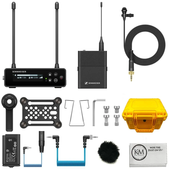 Sennheiser EW-DP ME 2 Set Camera-Mount Digital Wireless Omni Lavalier Mic System | Q1-6: 470 to 526 MHz Sche with Furry Windscreen + Water Hard Case + Kumaş (4 Madde) ürün görseli 1