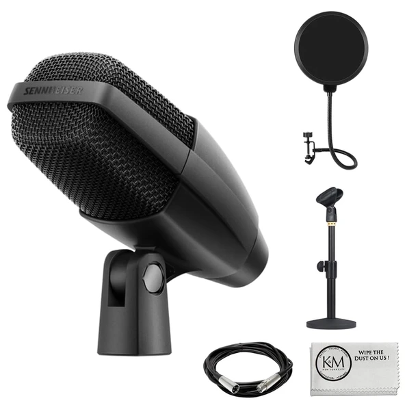 Sennheiser MD 421 KOMPAKT Multi amaçlı Cardioid Dynamic Microphone for Podcasting Sche with Desktop Stand + XLR Cable + Pop Filtre + Temizlik Kumaşı (5 Madde) ürün görseli 1