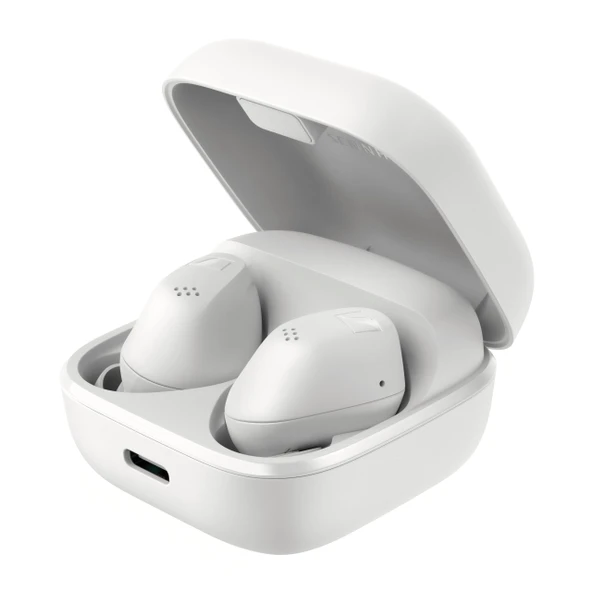 Sennheiser ACCENTUM Gerçek Kablosuz Kulaklıklar - son derece konforlu, ergonomik tasarım ve tüm gün boyunca 28 saatlik pil ömrü - hibrit ANC ve dokunmatik arayüzle kristal netliğinde ses - beyaz ürün görseli 1