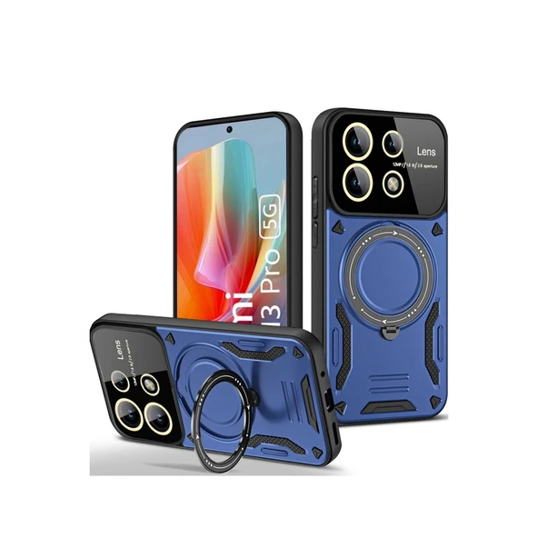 Xiaomi Redmi Note 13 Pro 5g Kılıf Joy Lens Standlı Kapak - Lacivert ürün görseli 1