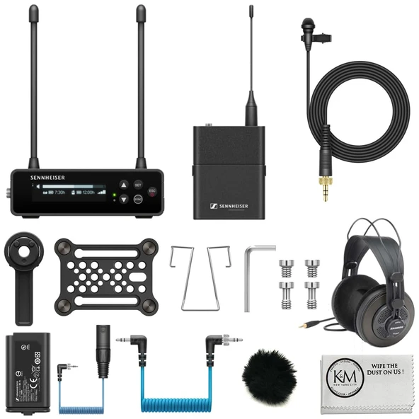 Sennheiser EW-DP ME 2 Set Camera-Mount Digital Wireless Omni Lavalier Mic System | Q1-6: 470 to 526 MHz Sche with Foots + Furry Windscreen + Temizlik Kumaşı (4 Madde) ürün görseli 1