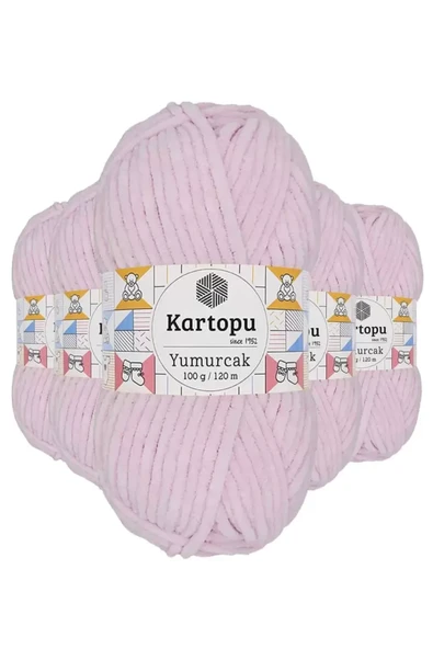 5 Adet Yumurcak Kadife El Örgü İpi Toz Pembe K1562 ürün görseli 1