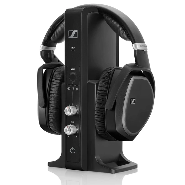 Seçilebilir işitme amplifikasyon ön ayarlı televizyon için Sennheiser RS ​​195 RF kablosuz kulaklık sistemleri, siyah ürün görseli 1