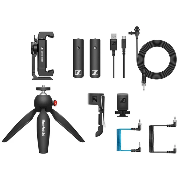 Sennheiser XSW-D Taşınabilir Lav Mobil Kiti | Kamera Ses Kaydı için Kablosuz Çok Yönlü Lav Mikrofon Sistemi | Akıllı telefon tutucusu ve Manfrotto PIXI mini tripodu (509258) içerir ürün görseli 1