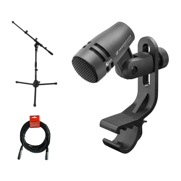 Sennheiser e 604 Drums and Brass Instruments Cardioid Microphone with mental Mic Stand & XLR Cable Sche ürün görseli 1