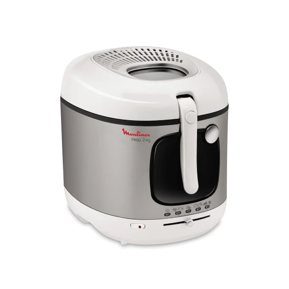 Moulinex Mega 2kg fritöz, yağlı fritöz, koku önleyici filtre, ayarlanabilir sıcaklık, kolay temizlik, çıtır patates kızartması, 1.800 watt, 8 kişiye kadar, beyaz/gümüş, AM4800 ürün görseli 1