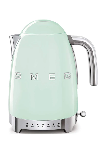 Smeg, değişken sıcaklık kazanı KLF04PGEU 1,7L artı sıcaklık seviyeleri, kireç önleyici filtre, güvenlik promosyonu, su seviyesi göstergesi, zarflı, güç kaynağı 2400W, pastel yeşil ürün görseli 1