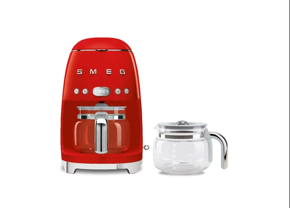 Smeg DCF02 Drip Coffee Maker Sche with Extra Glass Carafe DCFC01 - 10Cup Kapasite, Auto Start, Keep Warm Function, Retro 1950s Design - Red Function, Retro 1950s Design - Red Function, RedLab ürün görseli 1