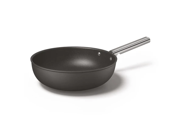 Smeg, CKFW3001BLM, yapışmaz wok, çap 30 cm, ergonomik paslanmaz çelik sap, her tür ocak için, fırında 250°'ye kadar, kapasite 5,3L, siyah ürün görseli 1