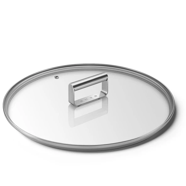 Smeg, CKFL3001, düz temperli cam kapak, çap 30 cm, paslanmaz çelik sap, buhar çıkışı, tencere ürünleriyle uyumlu, 31,5 x 31,5 x 5,7 cm ürün görseli 1