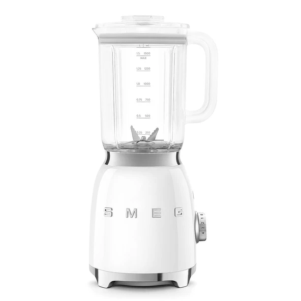 Smeg, BLF03WHEU, 1,5 l stand mikser, 4 hız seviyesi, 4 otomatik program, çıkarılabilir çift bıçak, dozaj kapaklı şeffaf kapak açıklığı, kaymaz, 800W, beyaz ürün görseli 1