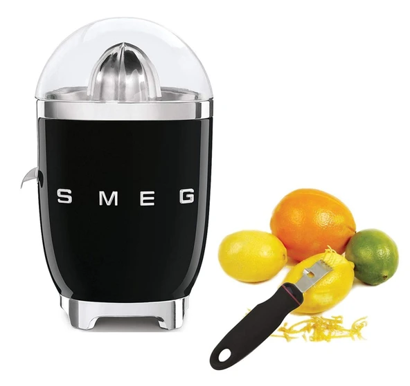 Smeg CJF01BLUS Toz Vintage Style Citrus Juicer Sche ile 113 grip-Ez Zester/Stripper - Black ürün görseli 1