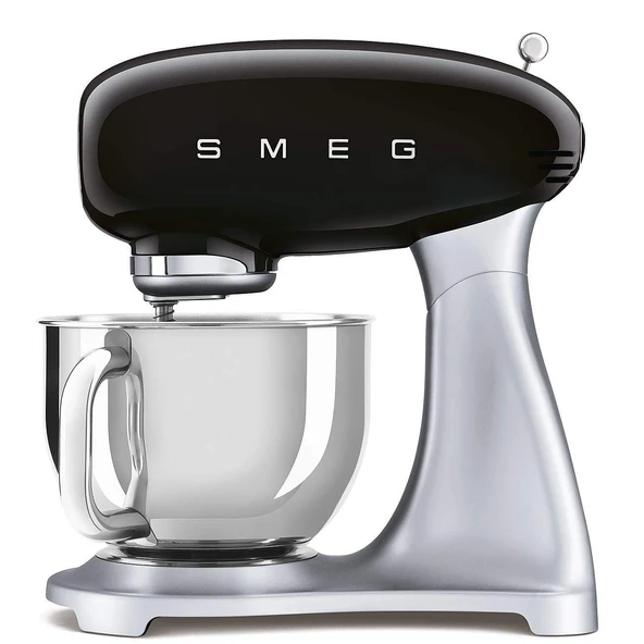 Smeg, SMF02BLEU mutfak robotu, 10 hız seviyesi, planet mikser, emniyet kapatmalı, 2 çırpma teli, paslanmaz çelik bilyeli sap, 800 W, siyah ürün görseli 1