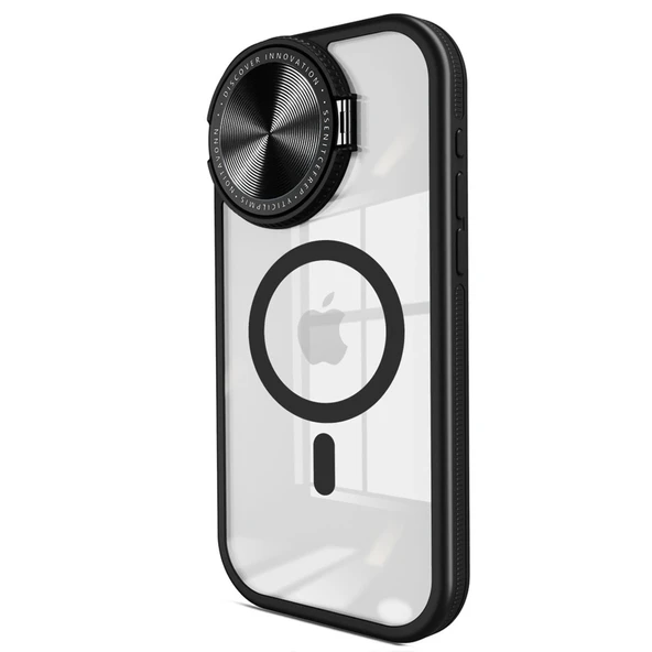 Apple İphone 15 Pro Max Kılıf Teleskop Lens Magsafe Silikon Kapak - Siyah ürün görseli 1