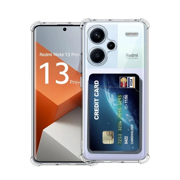 Xiaomi Redmi Note 13 Pro Plus Kılıf Kart Şeffaf Silikon - Şeffaf ürün görseli 1