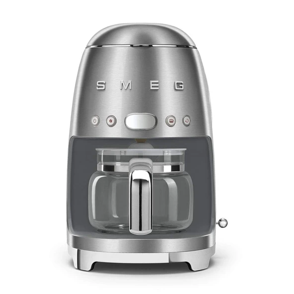 Smeg 50s Retro Style Estetik Drip Coffee Machine with 10 Cup Glass Carafe, Auto Start Feature, Keep Warm Plate, and Two Coffee Strength Settings (Brushed Paslanmaz Çelik) ürün görseli 1