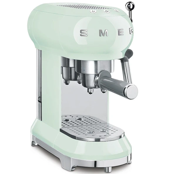 Smeg, ECF01PGEU Manuel espresso makinesi, cappuccino sistemi, termoblok, geniş fincan haznesi ve çift kahve fonksiyonu, 1 litre su deposu, kompakt boyutlar, 1350W, pastel yeşil ürün görseli 1