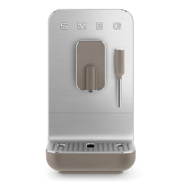Smeg, buhar fonksiyonlu tam otomatik kahve makinesi BCC02TPMEU, buhar başlığı, entegre öğütücü, termoblok sistemi, 1,4 l tank, 19 bar pompa basıncı, kompakt ölçüler, 1350W, boz kahverengi ürün görseli 1