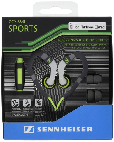 Sennheiser OCX 686i kulak içi spor kulaklık (kulak kancalı, Apple iOS'a uygun) yeşil/siyah ürün görseli 1