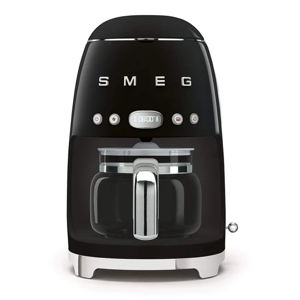 Smeg 50s Retro Style Estetik Drip Coffee Machine with 10 Cup Glass Carafe, Auto Start Feature, Keep Warm Plate, and Two Coffee Strength Settings (Black) ürün görseli 1