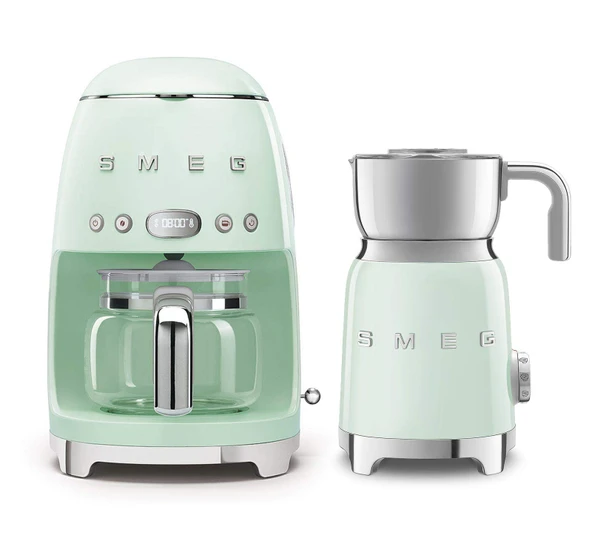 Smeg DCF02US 50s Retro Style Drip Filter Coffee Maker Sche MFF01 Milk Frother (Pastel Green) ürün görseli 1