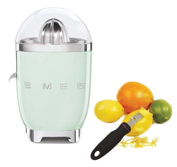 Smeg CJF01PGUS Tozu Vintage Style Citrus Juicer Sche ile 113 grip-Ez Zester/Stripper - Pastel Green ürün görseli 1