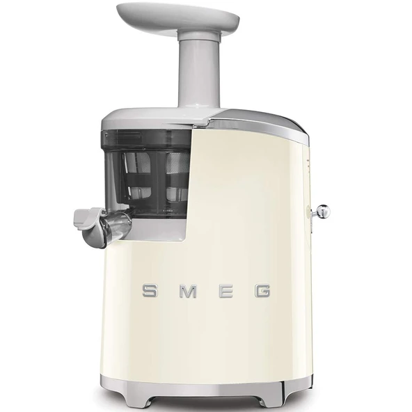 Smeg, SJF01CREU meyve sıkacağı, yavaş sıkma teknolojisi, döner sepet, damlama kapağı ve meyve suyu yoğunluk ayarı, 1 litre meyve suyu sürahisi ve 1,6 litre posa toplama kabı, 150W, krema ürün görseli 1