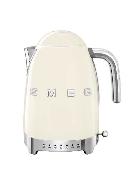 Smeg 50s Retro 7 Cup Paslanmaz Çelik Değişken Sıcaklıklı Elektrikli Su 7 Sıcaklık Ayarları, Led Ekran, Swivel Base ve Iklim Fonksiyonl Krem KLF04CRUS ürün görseli 1