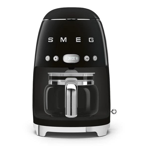 Smeg, DCF02BLEU, filtre kahve makinesi, aroma ve otomatik başlatma fonksiyonu, 12 bardağa kadar cam sürahi, 2 yoğunluk seviyesi, sıcak tutma fonksiyonu, 1050W, siyah ürün görseli 1