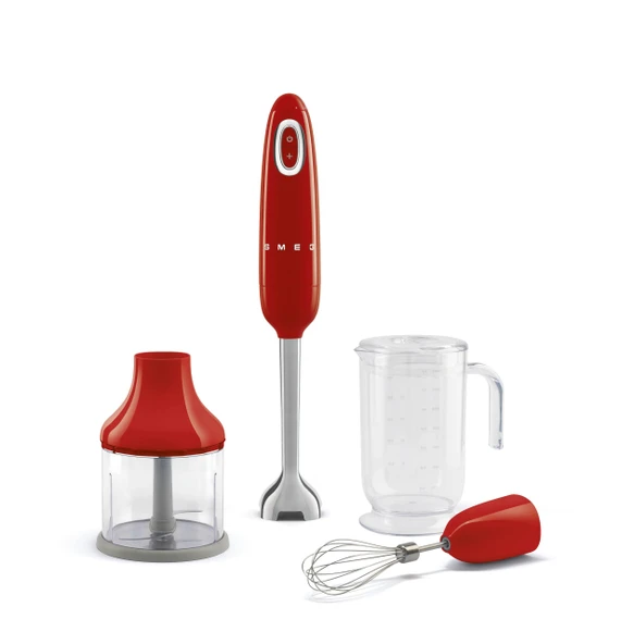Smeg, el blenderi HBF03RDEU, turbo fonksiyonu ve flowblend kesme sistemi, kaymaz saplı, entegre kablo sarıcı, aksesuarlar dahil, 700 W güç, kırmızı ürün görseli 1