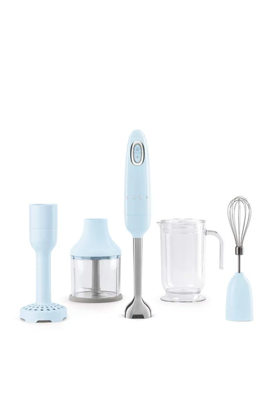 Smeg, HBF02PBEU el blenderi, turbo fonksiyonu ve flowblend kesme sistemi, kaymaz saplı, entegre kablo sarıcı, aksesuarlar dahil, 700W güç, pastel mavi ürün görseli 1
