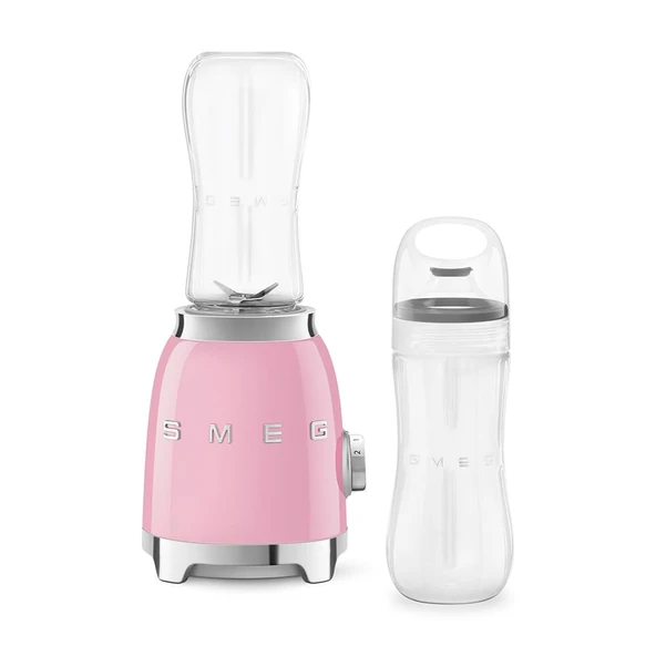 Smeg, Kişisel Blender PBF01PKEU, 2 hız ayarı, paslanmaz çelikten yapılmış çift bıçak, 2 x 600 ml şişe dahil, kaymaz taban, entegre kablo sarıcı, 300W, gül rengi ürün görseli 1