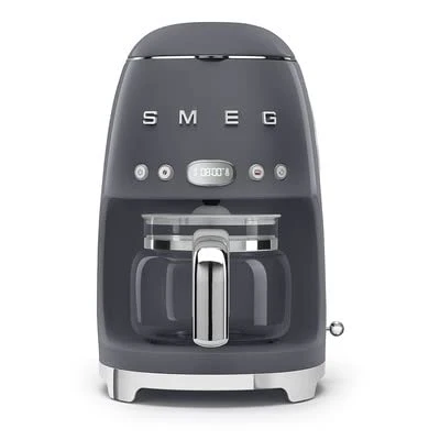 Smeg 50s Retro Style Estetik Drip Coffee Machine with 10 Cup Glass Carafe, Auto Start Feature, Keep Warm Plate, and Two Coffee Strength Settings (Grey) ürün görseli 1