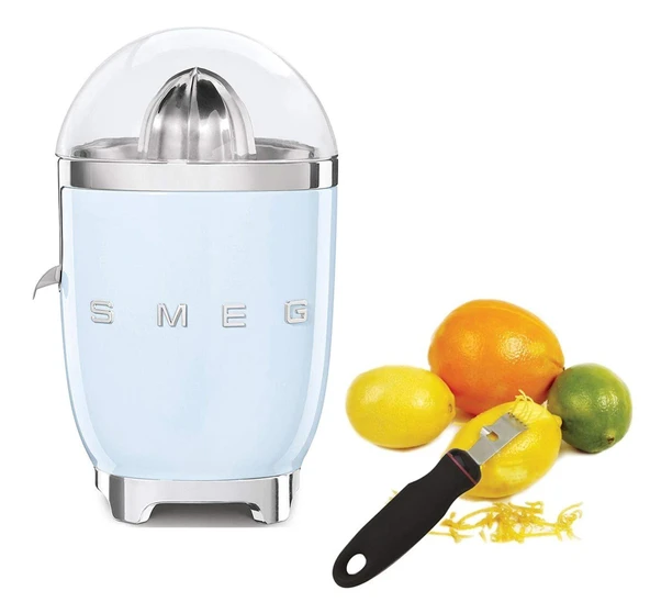 Smeg CJF01PBUS Tozu Vintage Style Citrus Juicer Sche ile 113 grip-Ez Zester/Stripper - Pastel Blue ürün görseli 1