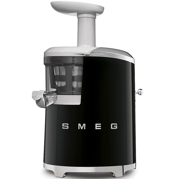 Smeg, SJF01BLEU meyve suyu sıkacağı, yavaş sıkma teknolojisi, döner sepet, damlama kapağı ve meyve suyu yoğunluk ayarı, 1 litre meyve suyu sürahisi ve 1,6 litre posa toplama kabı, 150W, Siyah ürün görseli 1