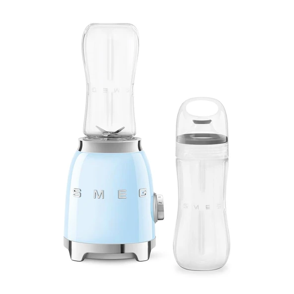 Smeg, Kişisel Blender PBF01PBEU, 2 hız ayarı, paslanmaz çelikten yapılmış çift bıçak, 2 x 600 ml şişe dahil, kaymaz taban, entegre kablo sarıcı, 300 W, mavi ürün görseli 1