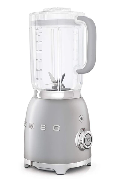 SMEG, BLF01SVEU 1,5 l stand mikser, 4 hız seviyesi, 3 otomatik program, çıkarılabilir çift bıçak, dozaj kapaklı şeffaf kapak açıklığı, kaymaz, 800W, gümüş ürün görseli 1