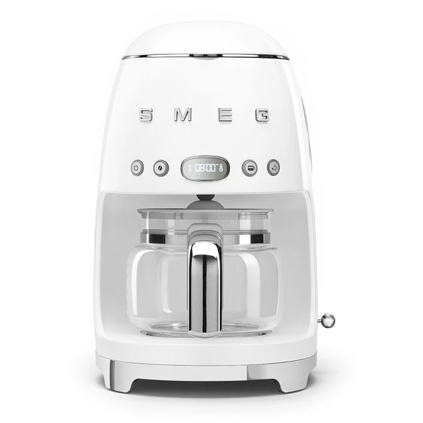 Smeg 50s Retro Style Estetik Drip Coffee Machine with 10 Cup Glass Carafe, Auto Start Feature, Keep Warm Plate, and Two Coffee Strength Settings (Beyaz) ürün görseli 1