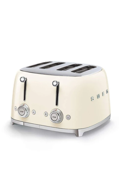 Smeg, 4x4 TSF03CREU ekmek kızartma makinesi, 4 dilim için 4 yuva, 6 yaldız seviyesi, ısıtma fonksiyonu, buz çözme ve simit fonksiyonu, toplama çekmecesi, 2000W, krem ürün görseli 1