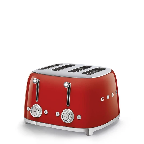 Smeg, Toast 4x4 TSF03RDEU, 4 dilim için 4 bölme, 6 seviye altın kaplama, ısıtma fonksiyonu, buz çözme ve simit fonksiyonu, 2 kırıntı kabı, 2000W, kırmızı ürün görseli 1