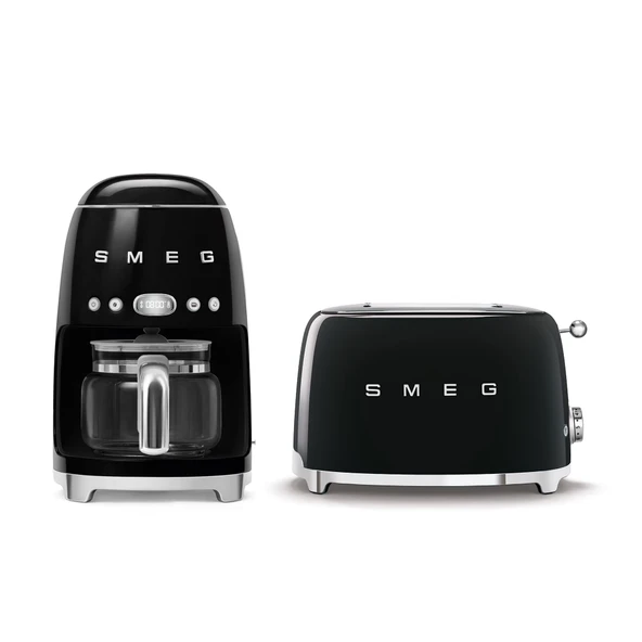 Smeg Retro Drip Coffee Machine ve 2Slice Toaster Sche (Black) ürün görseli 1