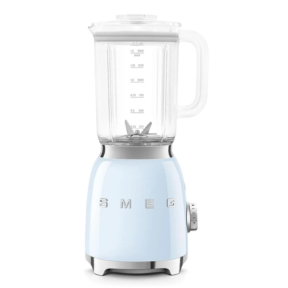 Smeg, BLF03PBEU, 1,5 l stand mikser, 4 hız seviyesi, 4 otomatik program, çıkarılabilir çift bıçak, dozaj kapaklı şeffaf kapak açıklığı, kaymaz, 800W, mavi ürün görseli 1