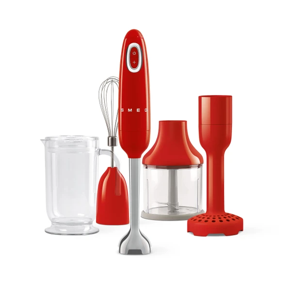 Smeg, HBF22RDEU el blenderi, turbo fonksiyonu ve flowblend kesme sistemi, kaymaz saplı, entegre kablo sarıcı, aksesuarlar dahil, güç 700W, kırmızı ürün görseli 1