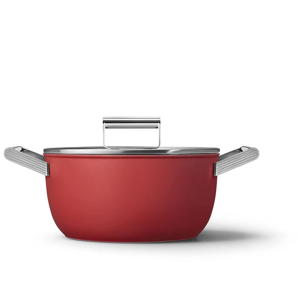 Smeg Red 5-Quart 9.5-Inch Casserole Dish with Lid ürün görseli 1