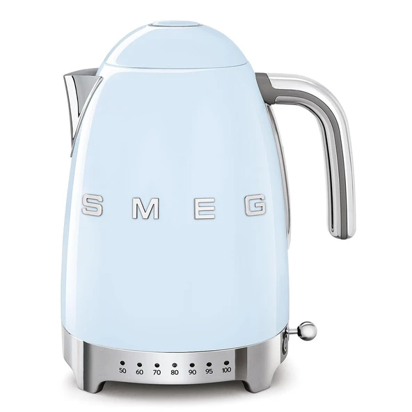 Smeg, su ısıtıcı sıcaklığı ayarlanabilir KLF04PBEU 1,7L artı sıcaklık seviyeleri, kireç önleyici filtre, su seviyesi göstergesi, güç kaynağı 2400W, pastel mavi ürün görseli 1