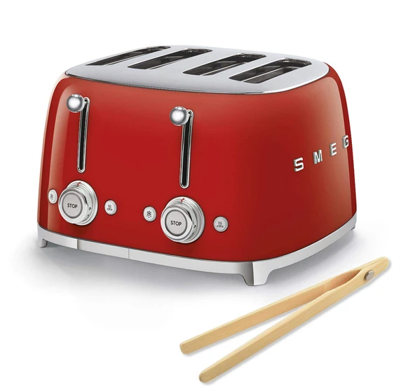 Smeg 50s Retro 4-Slot Toaster TSF03RDUS Hogla Tongs – Red ürün görseli 1