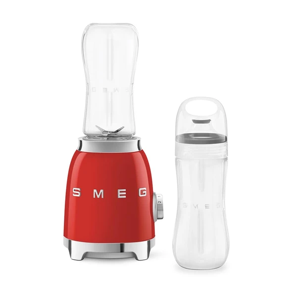 Smeg, Kişisel Blender PBF01RDEU, 2 hız ayarı, paslanmaz çelikten yapılmış çift bıçak, 2 x 600 ml şişe dahil, kaymaz taban, entegre kablo sarıcı, 300W, kırmızı ürün görseli 1